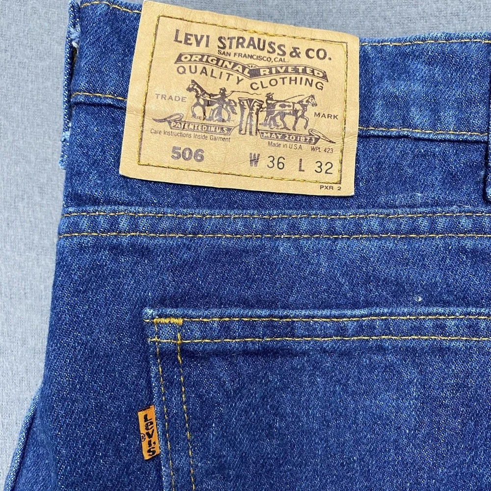 Vintage Levis 506 Jeans Mens 35x31 Blue‎ Denim Straight Leg Made USA 90s Pants